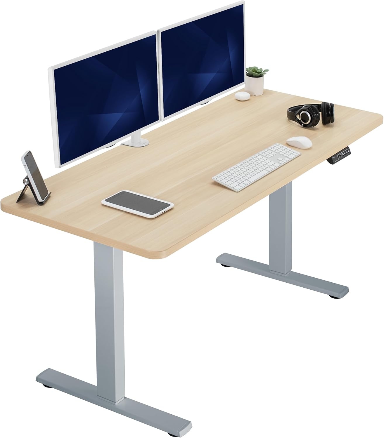 image:imageVIVO Electric 71 x 36 in Standing Desk Memory Height Adjustment 1B Series Holds 220 lbs Black Top Black Frame DESKKIT1B7B36Light Wood Top Gray Frame