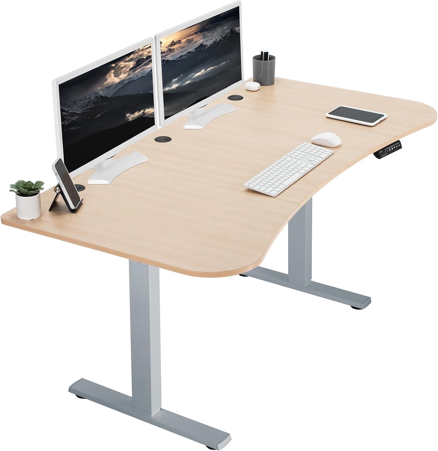 image:imageVIVO Electric 71 x 36 in Standing Desk Memory Height Adjustment 1B Series Holds 220 lbs Black Top Black Frame DESKKIT1B7B36Light Wood Top Gray Frame