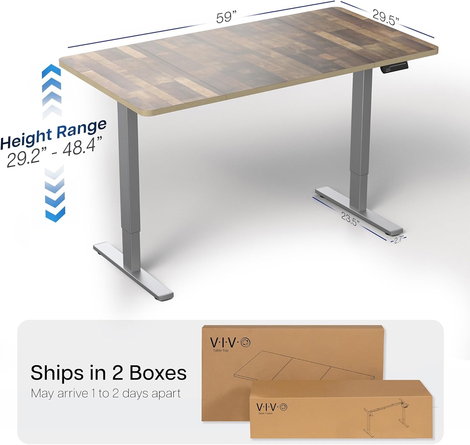 image:imageVIVO Electric 71 x 36 in Standing Desk Memory Height Adjustment 1B Series Holds 220 lbs Black Top Black Frame DESKKIT1B7B36Reclaimed Wood Top Gray Frame