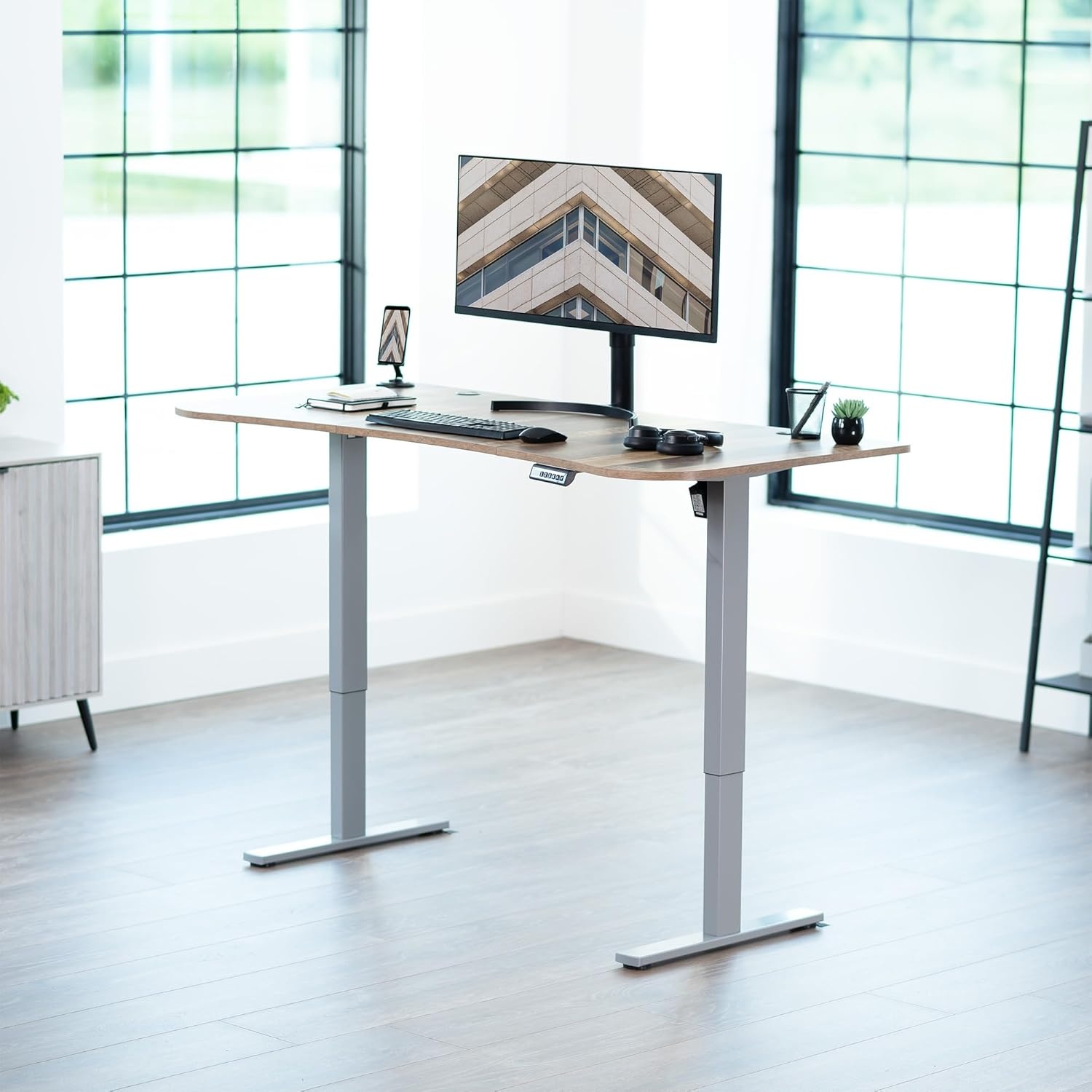 image:imageVIVO Electric 71 x 36 in Standing Desk Memory Height Adjustment 1B Series Holds 220 lbs Black Top Black Frame DESKKIT1B7B36Reclaimed Wood Top Gray Frame