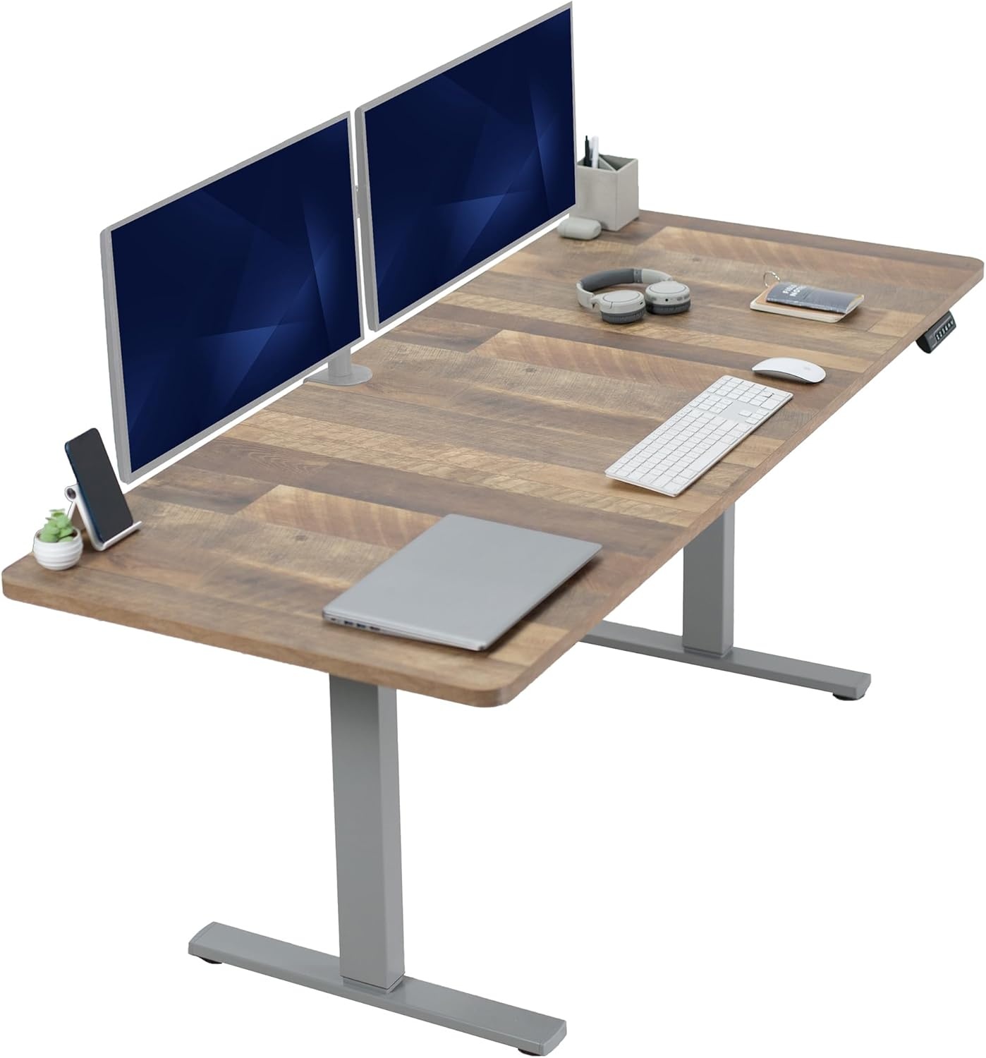 image:imageVIVO Electric 71 x 36 in Standing Desk Memory Height Adjustment 1B Series Holds 220 lbs Black Top Black Frame DESKKIT1B7B36Reclaimed Wood Top Gray Frame