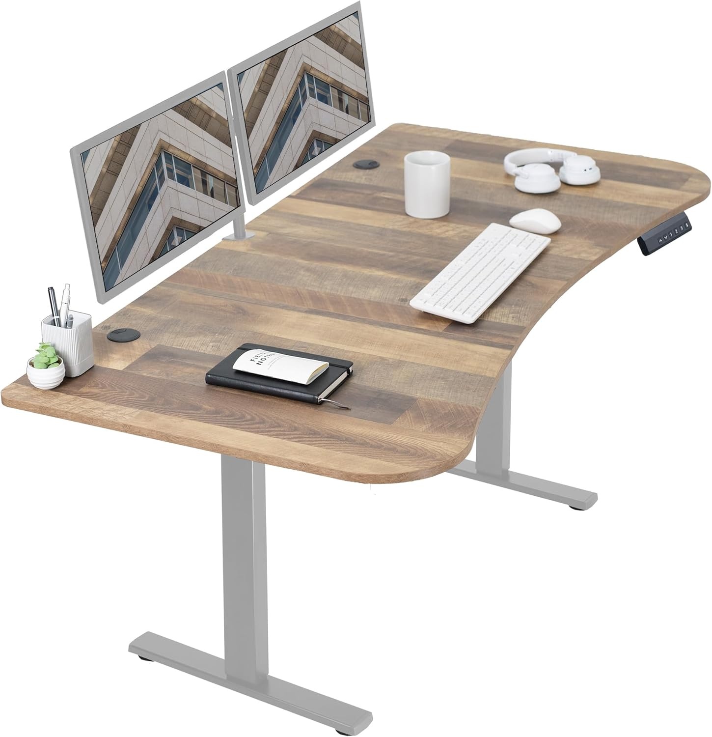 image:imageVIVO Electric 71 x 36 in Standing Desk Memory Height Adjustment 1B Series Holds 220 lbs Black Top Black Frame DESKKIT1B7B36Reclaimed Wood Top Gray Frame