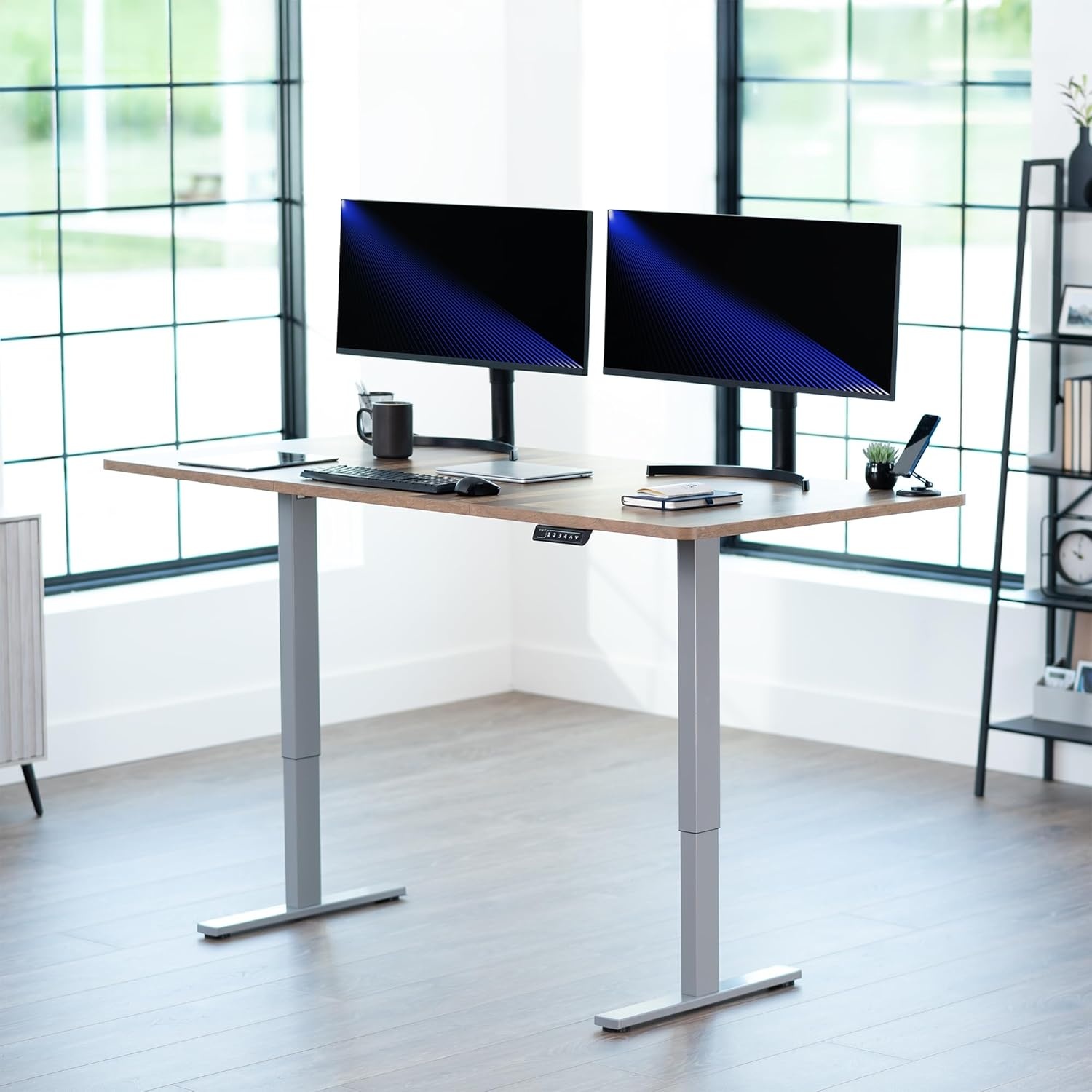 image:imageVIVO Electric 71 x 36 in Standing Desk Memory Height Adjustment 1B Series Holds 220 lbs Black Top Black Frame DESKKIT1B7B36Reclaimed Wood Top Gray Frame