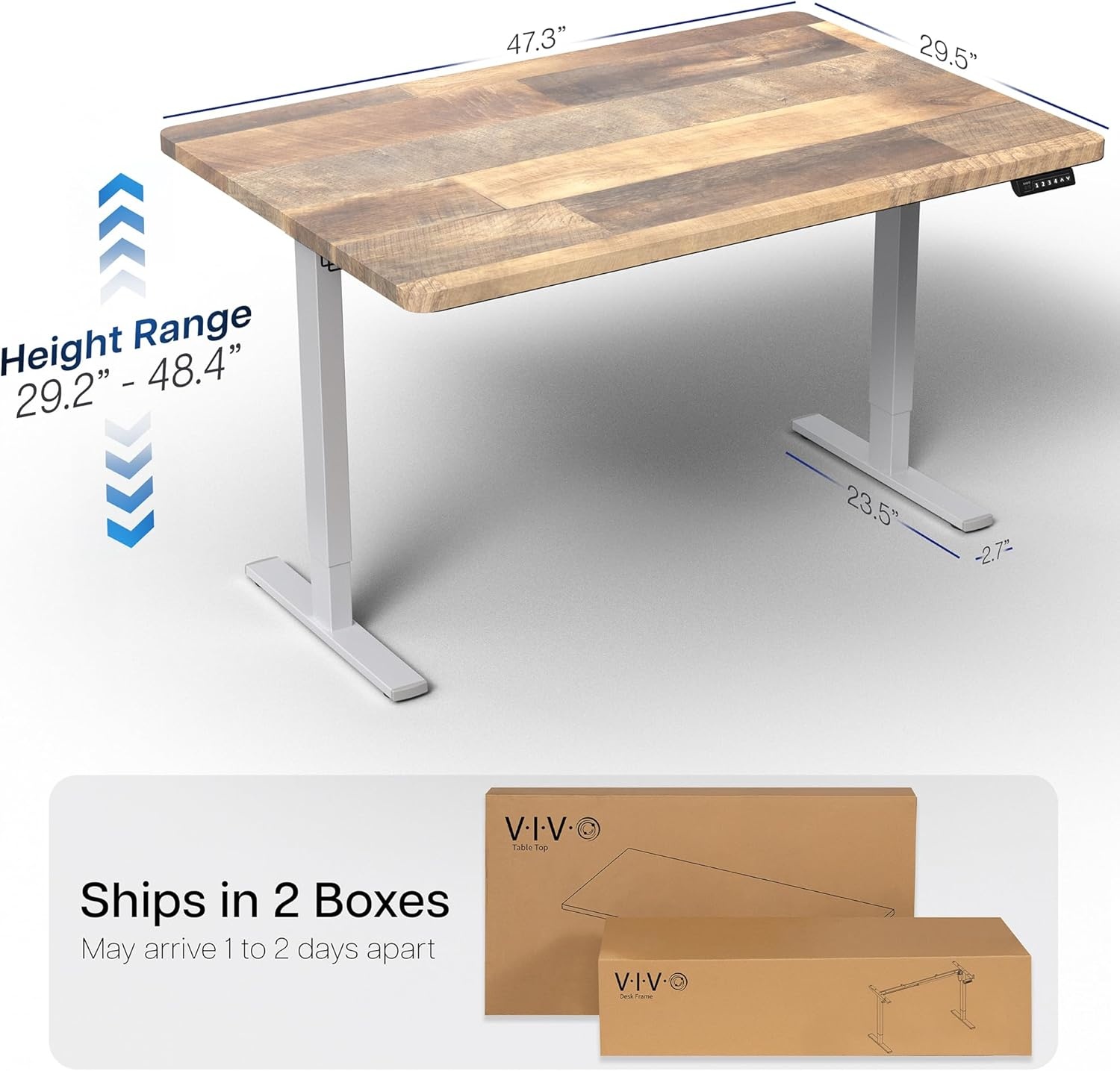 image:imageVIVO Electric 71 x 36 in Standing Desk Memory Height Adjustment 1B Series Holds 220 lbs Black Top Black Frame DESKKIT1B7B36Reclaimed Wood Top Gray Frame