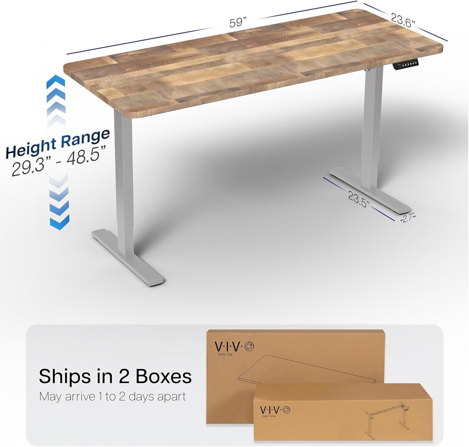 image:imageVIVO Electric 71 x 36 in Standing Desk Memory Height Adjustment 1B Series Holds 220 lbs Black Top Black Frame DESKKIT1B7B36Reclaimed Wood Top Gray Frame