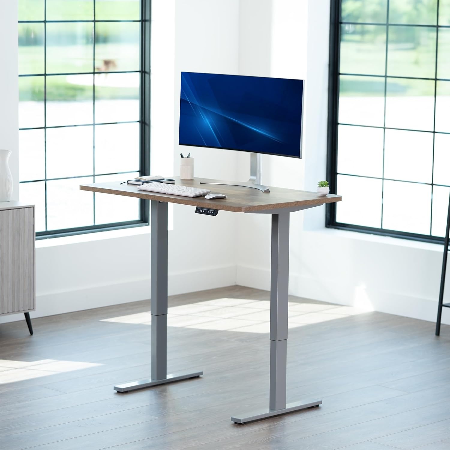 image:imageVIVO Electric 71 x 36 in Standing Desk Memory Height Adjustment 1B Series Holds 220 lbs Black Top Black Frame DESKKIT1B7B36Reclaimed Wood Top Gray Frame