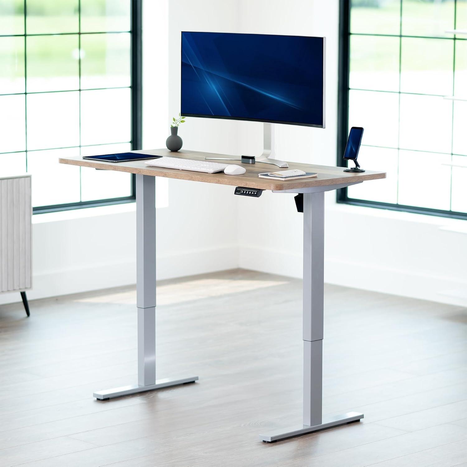 image:imageVIVO Electric 71 x 36 in Standing Desk Memory Height Adjustment 1B Series Holds 220 lbs Black Top Black Frame DESKKIT1B7B36Reclaimed Wood Top Gray Frame