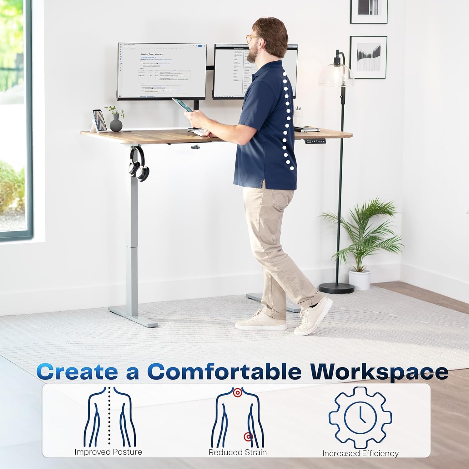 image:imageVIVO Electric 71 x 36 in Standing Desk Memory Height Adjustment 1B Series Holds 220 lbs Black Top Black Frame DESKKIT1B7B36Reclaimed Wood Top Gray Frame
