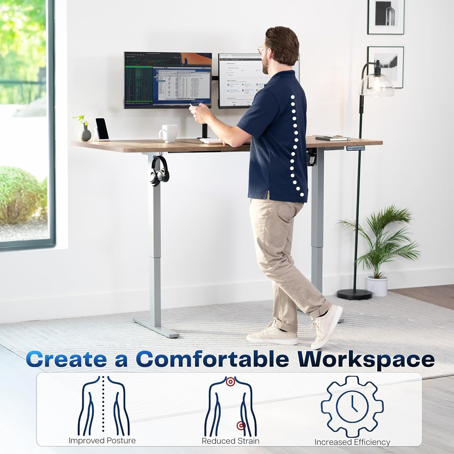 image:imageVIVO Electric 71 x 36 in Standing Desk Memory Height Adjustment 1B Series Holds 220 lbs Black Top Black Frame DESKKIT1B7B36Reclaimed Wood Top Gray Frame