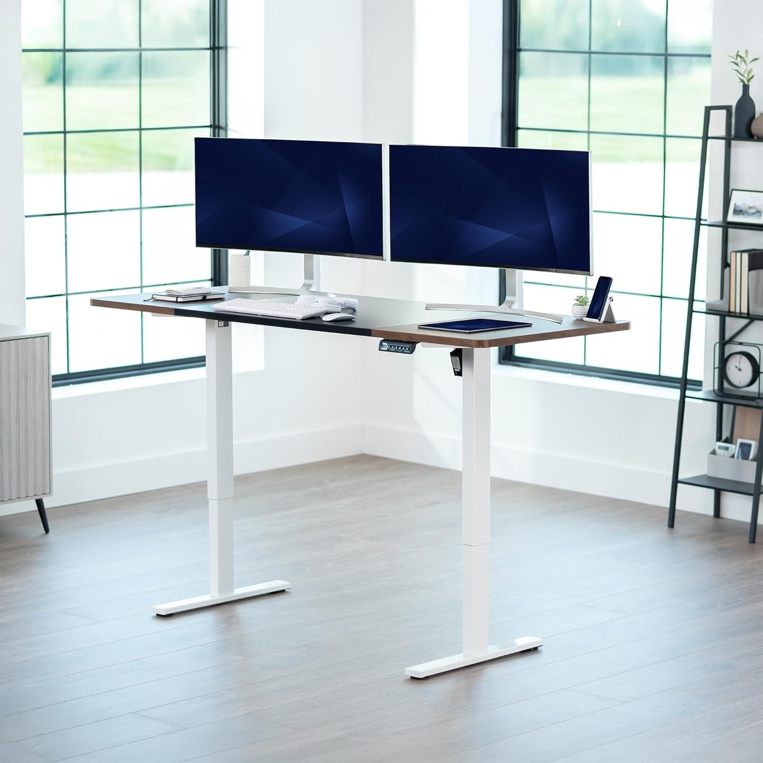 image:imageVIVO Electric 71 x 36 in Standing Desk Memory Height Adjustment 1B Series Holds 220 lbs Black Top Black Frame DESKKIT1B7B36Vintage Brown Black Top White Frame