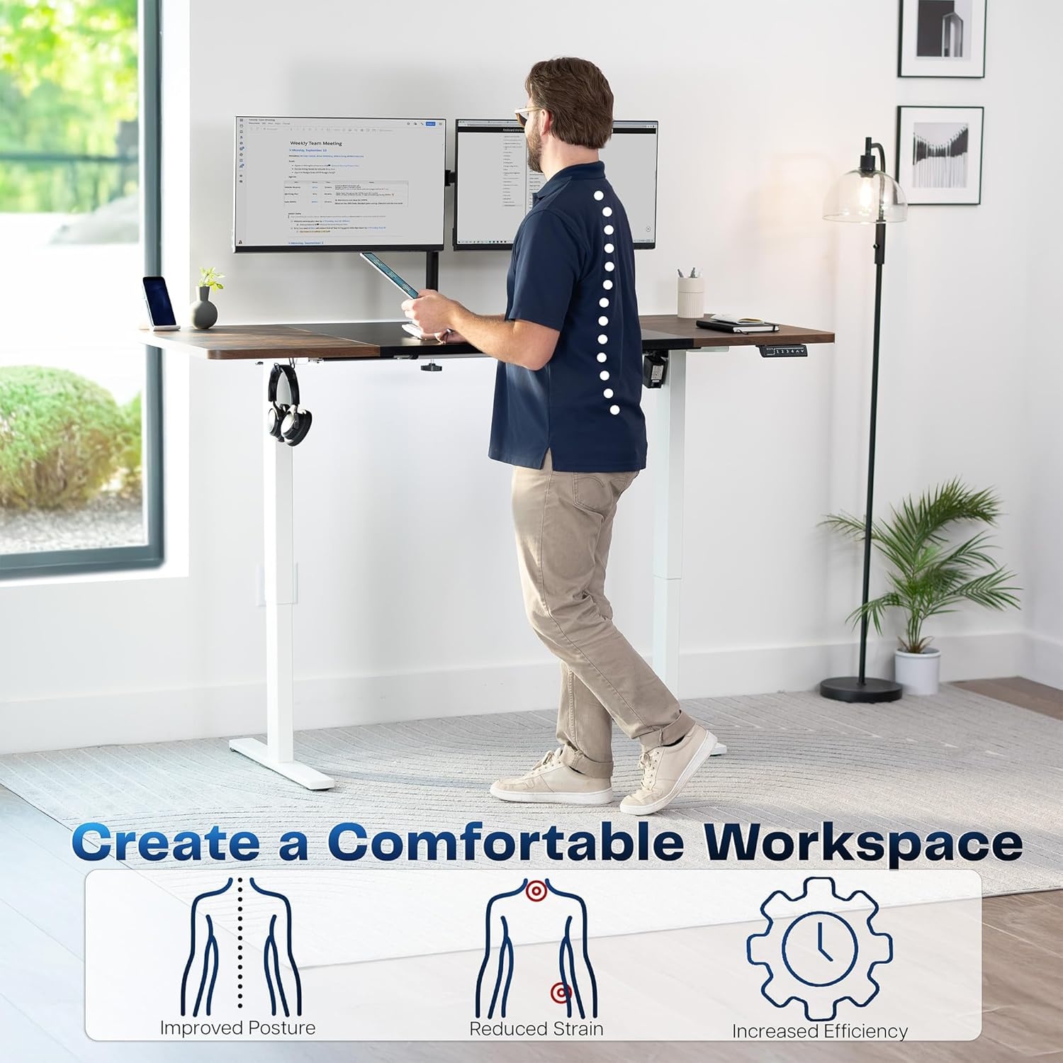 image:imageVIVO Electric 71 x 36 in Standing Desk Memory Height Adjustment 1B Series Holds 220 lbs Black Top Black Frame DESKKIT1B7B36Vintage Brown Black Top White Frame