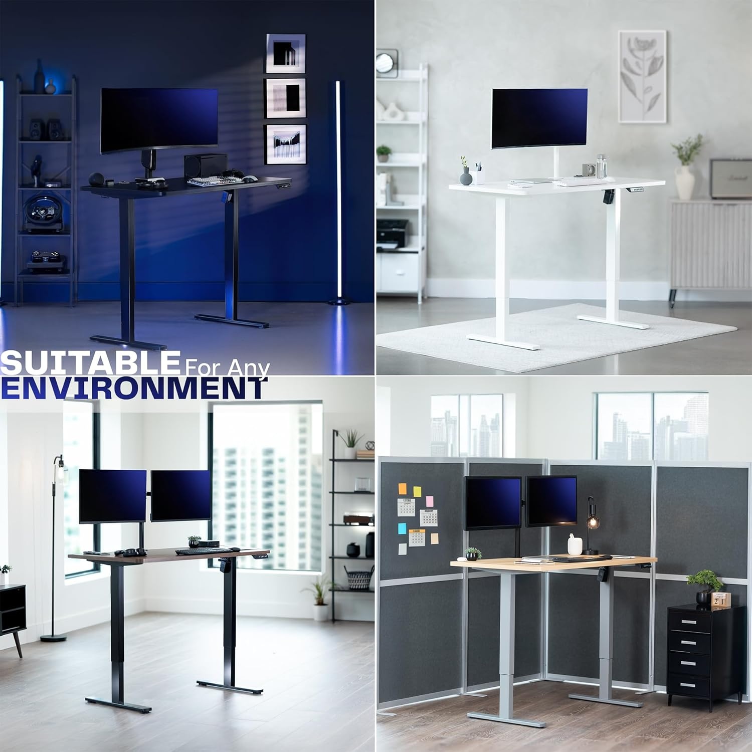 image:imageVIVO Electric 71 x 36 in Standing Desk Memory Height Adjustment 1B Series Holds 220 lbs Black Top Black Frame DESKKIT1B7B36Vintage Brown Black Top White Frame