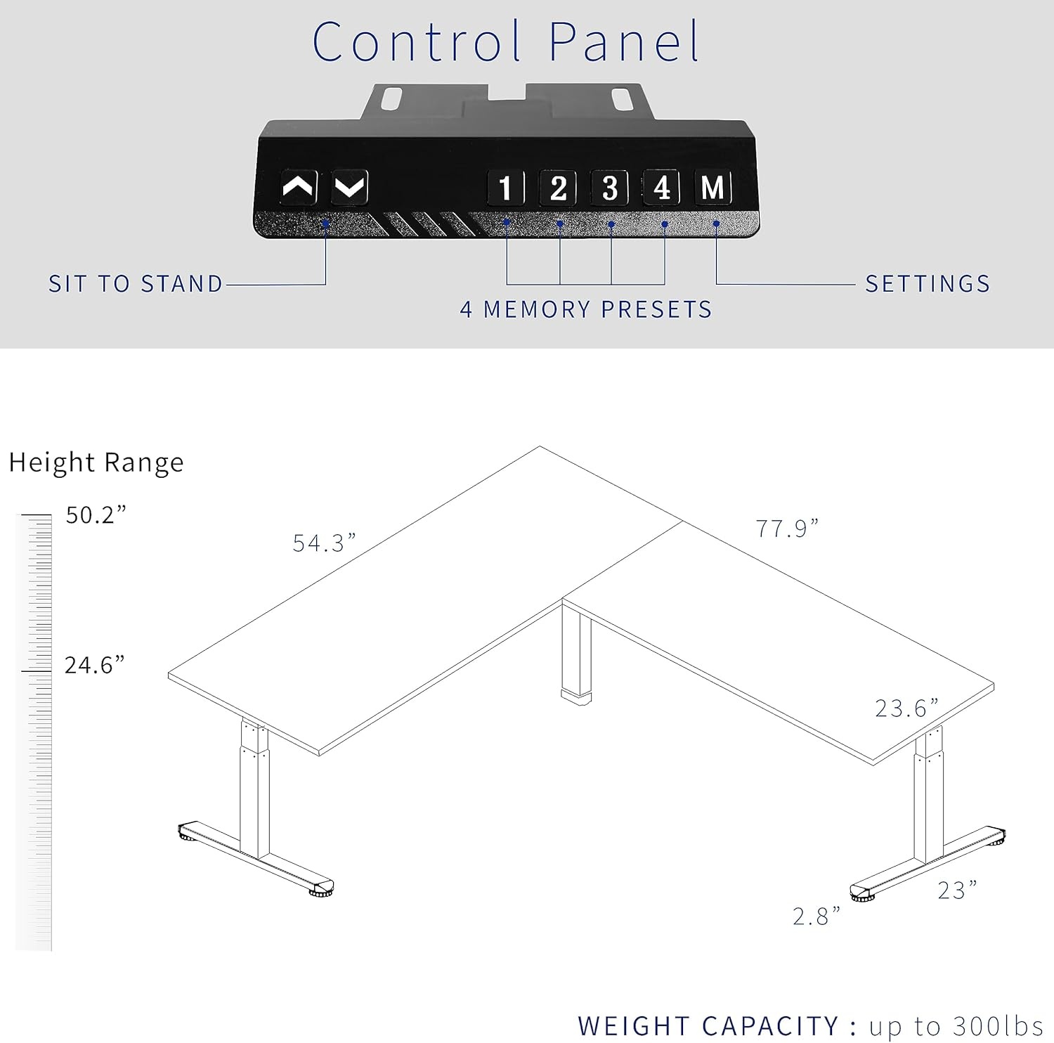 image:imageVIVO Electric Height Adjustable 83 x 60 inch Corner Stand Up Desk 2 Dark Gray Solid Table Tops Black Frame Memory Controller LShaped Workstation 3E Series DESKKIT3E8GLight Wood Top Black Frame