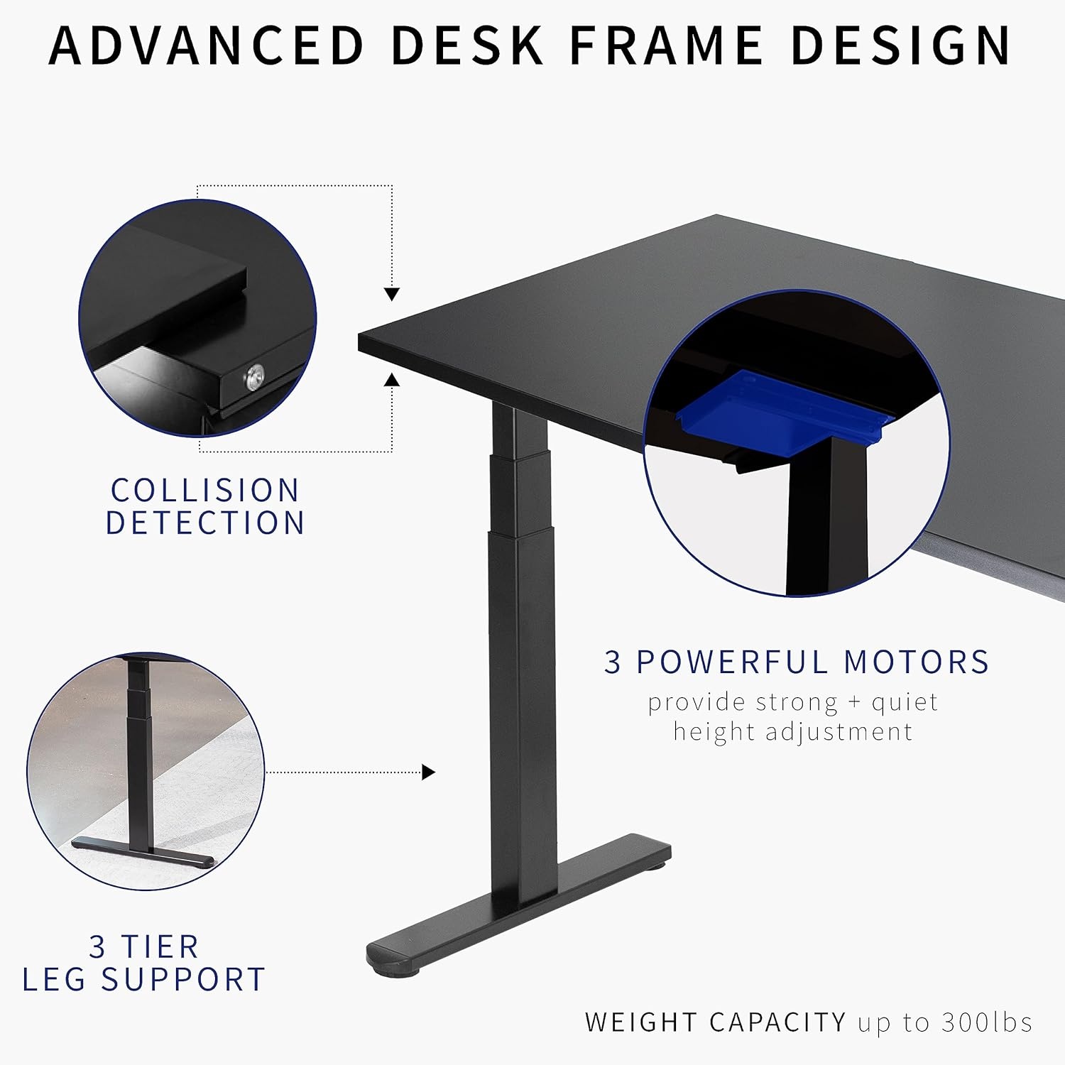 image:imageVIVO Electric Height Adjustable 83 x 60 inch Corner Stand Up Desk 2 Dark Gray Solid Table Tops Black Frame Memory Controller LShaped Workstation 3E Series DESKKIT3E8GLight Wood Top Black Frame