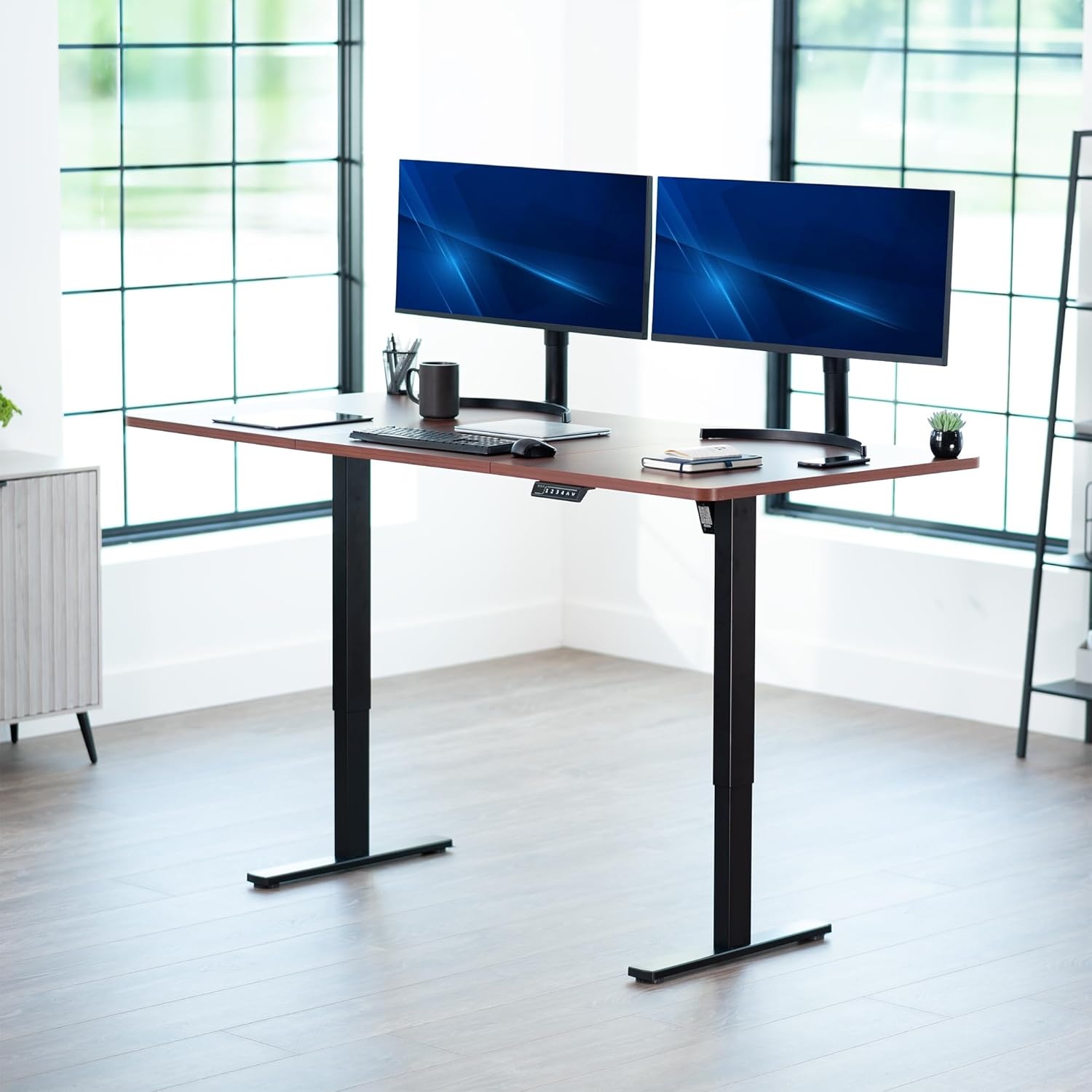 image:imageVIVO Universal 71 x 36 inch Table Top for Standard and Sit to Stand Height Adjustable Home and Office Desk Frames Black ExtraWide Desktop DESKTOP7236BDark Walnut