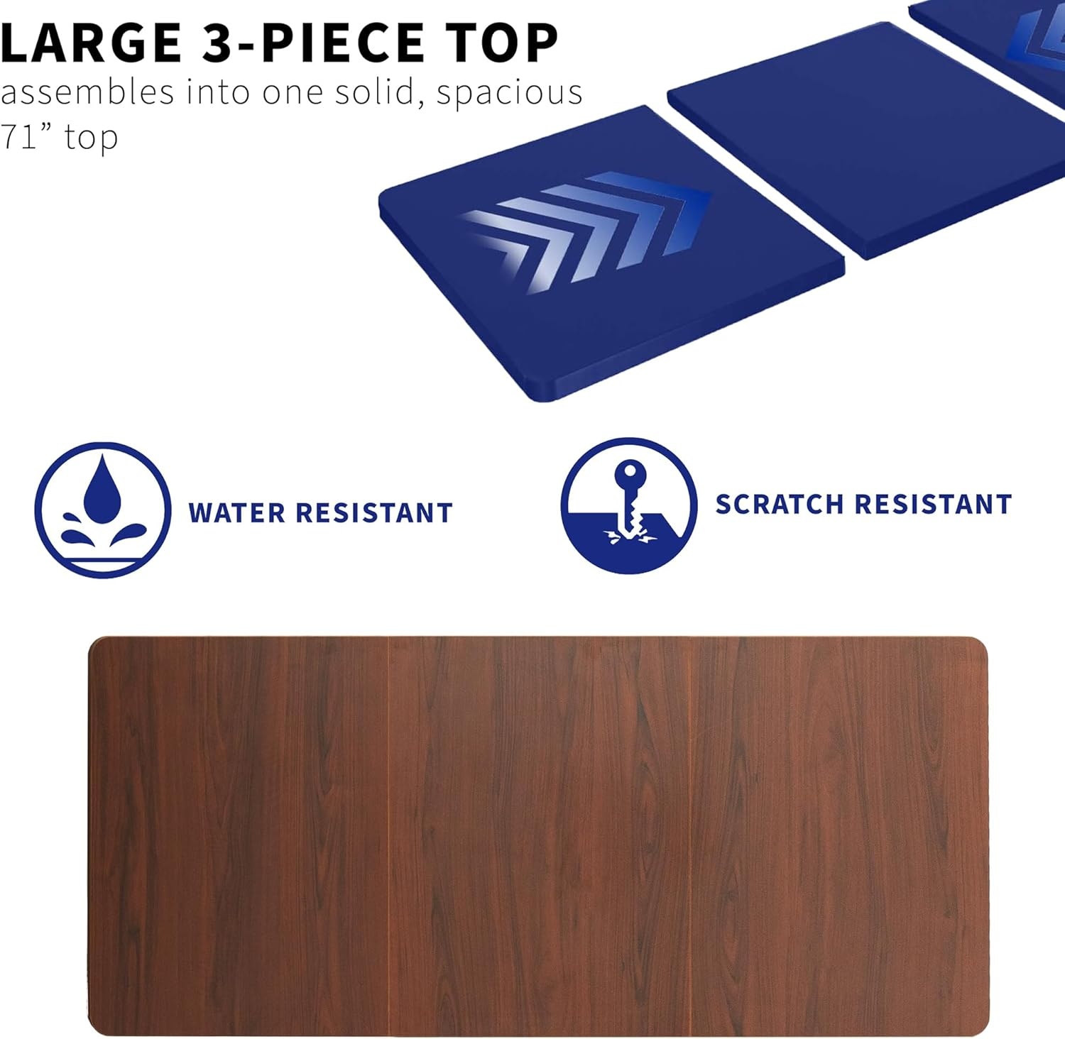 image:imageVIVO Universal 71 x 36 inch Table Top for Standard and Sit to Stand Height Adjustable Home and Office Desk Frames Black ExtraWide Desktop DESKTOP7236BDark Walnut