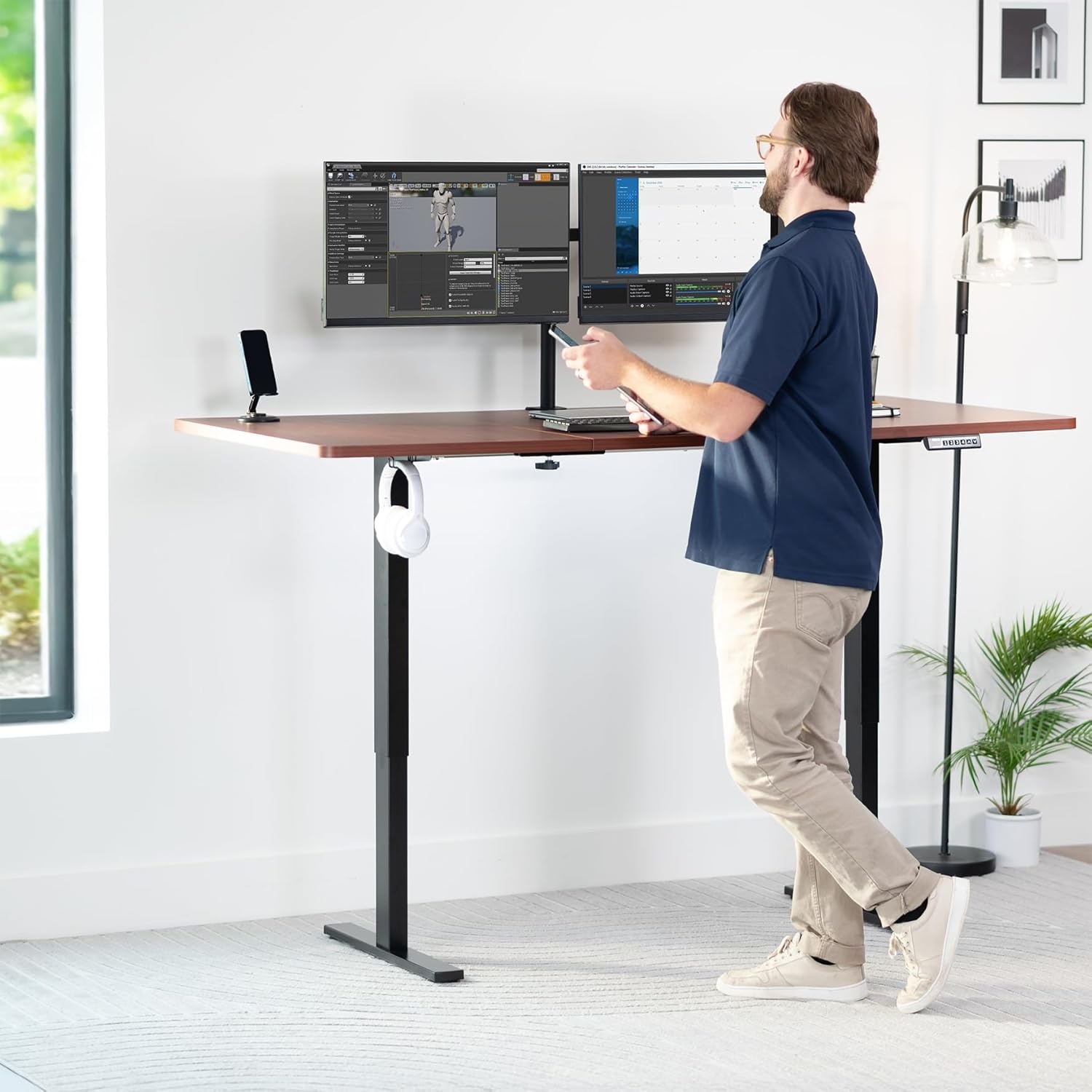 image:imageVIVO Universal 71 x 36 inch Table Top for Standard and Sit to Stand Height Adjustable Home and Office Desk Frames Black ExtraWide Desktop DESKTOP7236BDark Walnut