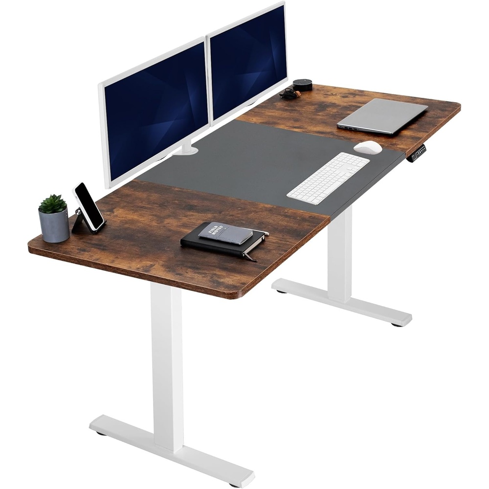 image:imageVIVO Electric 71 x 36 in Standing Desk Memory Height Adjustment 1B Series Holds 220 lbs Black Top Black Frame DESKKIT1B7B36Vintage Brown Black Top White Frame