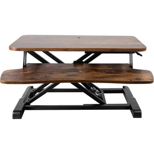 image:imageVIVO 42 inch Desk Converter K Series Height Adjustable Sit to Stand Riser Dual Monitor and Laptop Workstation with Wide Keyboard Tray Black DESKV042KBVintage Brown