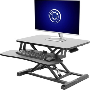 image:imageVIVO 42 inch Desk Converter K Series Height Adjustable Sit to Stand Riser Dual Monitor and Laptop Workstation with Wide Keyboard Tray Black DESKV042KBBlack