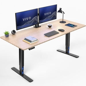 image:imageVIVO Electric 63 x 32 in Standing Desk with Builtin Power Strip Touch Screen Adjustment 220 lb Frame Support 2E Series Black Top Black Frame DESKKIT2EBACBamboo Top  Black Frame