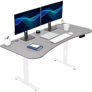 image:imageVIVO Electric 63 x 32 in Standing Desk with Builtin Power Strip Touch Screen Adjustment 220 lb Frame Support 2E Series Black Top Black Frame DESKKIT2EBACDark Gray Top  White Frame