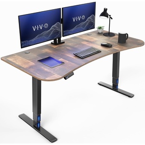 image:imageVIVO Electric 63 x 32 in Standing Desk with Builtin Power Strip Touch Screen Adjustment 220 lb Frame Support 2E Series Black Top Black Frame DESKKIT2EBACReclaimed Wood Top  Black Frame