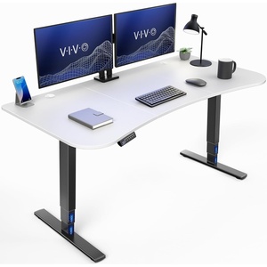image:imageVIVO Electric 63 x 32 in Standing Desk with Builtin Power Strip Touch Screen Adjustment 220 lb Frame Support 2E Series Black Top Black Frame DESKKIT2EBACWhite Top  Black Frame