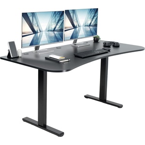 image:imageVIVO Electric 71 x 30 in Dual Motor Standing Desk Memory Height Adjustment E2B Series Black Top Black Frame DESKKITE2B7BCarbon Fiber Top  Black Frame