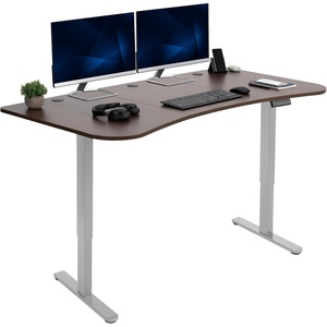 image:imageVIVO Electric 71 x 30 in Dual Motor Standing Desk Memory Height Adjustment E2B Series Black Top Black Frame DESKKITE2B7BDark Walnut Top  Gray Frame