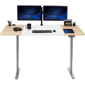 image:imageVIVO Electric 71 x 30 in Dual Motor Standing Desk Memory Height Adjustment E2B Series Black Top Black Frame DESKKITE2B7BLight Wood  White Top  Gray Frame
