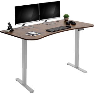 image:imageVIVO Electric 71 x 30 in Dual Motor Standing Desk Memory Height Adjustment E2B Series Black Top Black Frame DESKKITE2B7BVintage Brown Top  Gray Frame