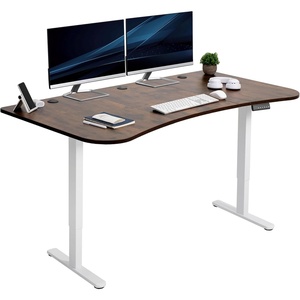 image:imageVIVO Electric 71 x 30 in Dual Motor Standing Desk Memory Height Adjustment E2B Series Black Top Black Frame DESKKITE2B7BVintage Brown Top  White Frame