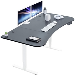 image:imageVIVO Electric 71 x 36 in Dual Motor Sit Stand Desk Memory Height Adjustment 2B Series Black Top Black Frame DESKKIT2B7B36Carbon Fiber Top  White Frame