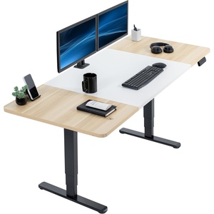 image:imageVIVO Electric 71 x 36 in Dual Motor Sit Stand Desk Memory Height Adjustment 2B Series Black Top Black Frame DESKKIT2B7B36Light Wood  White Top  Black Frame