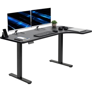 image:imageVIVO Electric Corner 58 x 35 in Dual Motor L Shape Motorized Stand Up Desk Memory Height Adjustment Reversible Black Top Black Frame DESKKITE2RB