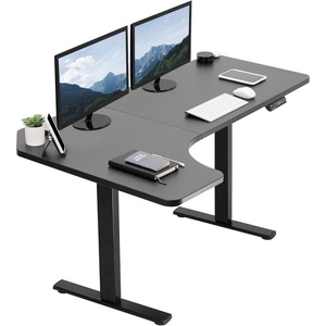 image:imageVIVO Electric Corner 58 x 35 in LShaped Standing Desk Memory Height Adjustment Holds 220 lbs Reversible Black Top Black Frame DESKKIT1BRB