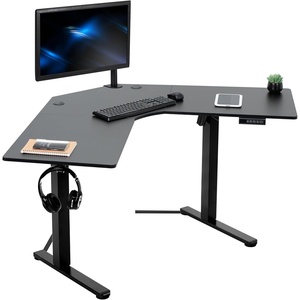 image:imageVIVO Electric Corner LShaped 47 x 47 in Standing Desk Memory Height Adjustment Black Top Black Frame DESKE1L94BBlack