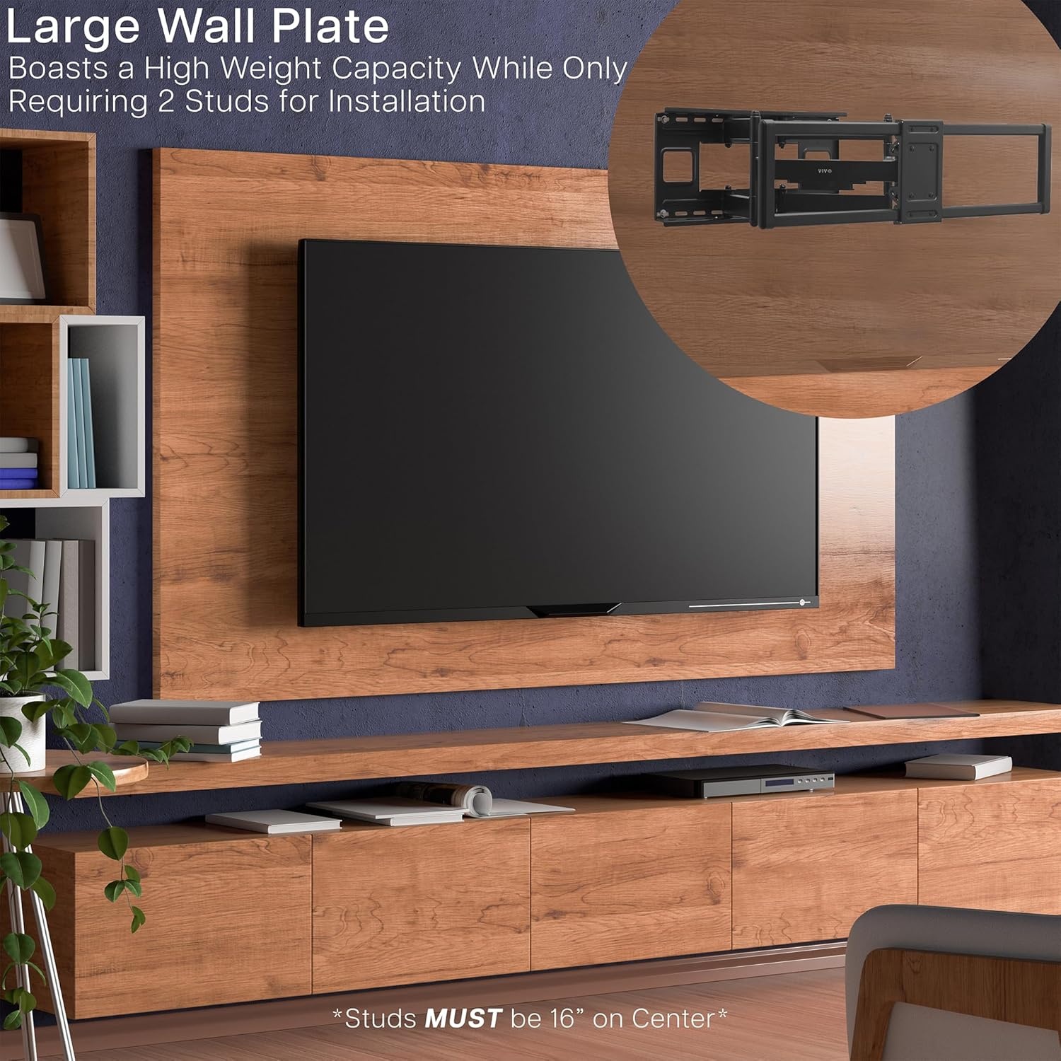 image:imageVIVO 60 to 120 inch Large Screen Heavy Duty TV Wall Mount for LCD LED Flat and Curved Screens Articulating Swivel Mount Max VESA 900x600mm Black MOUNTVW120M60120 screens
