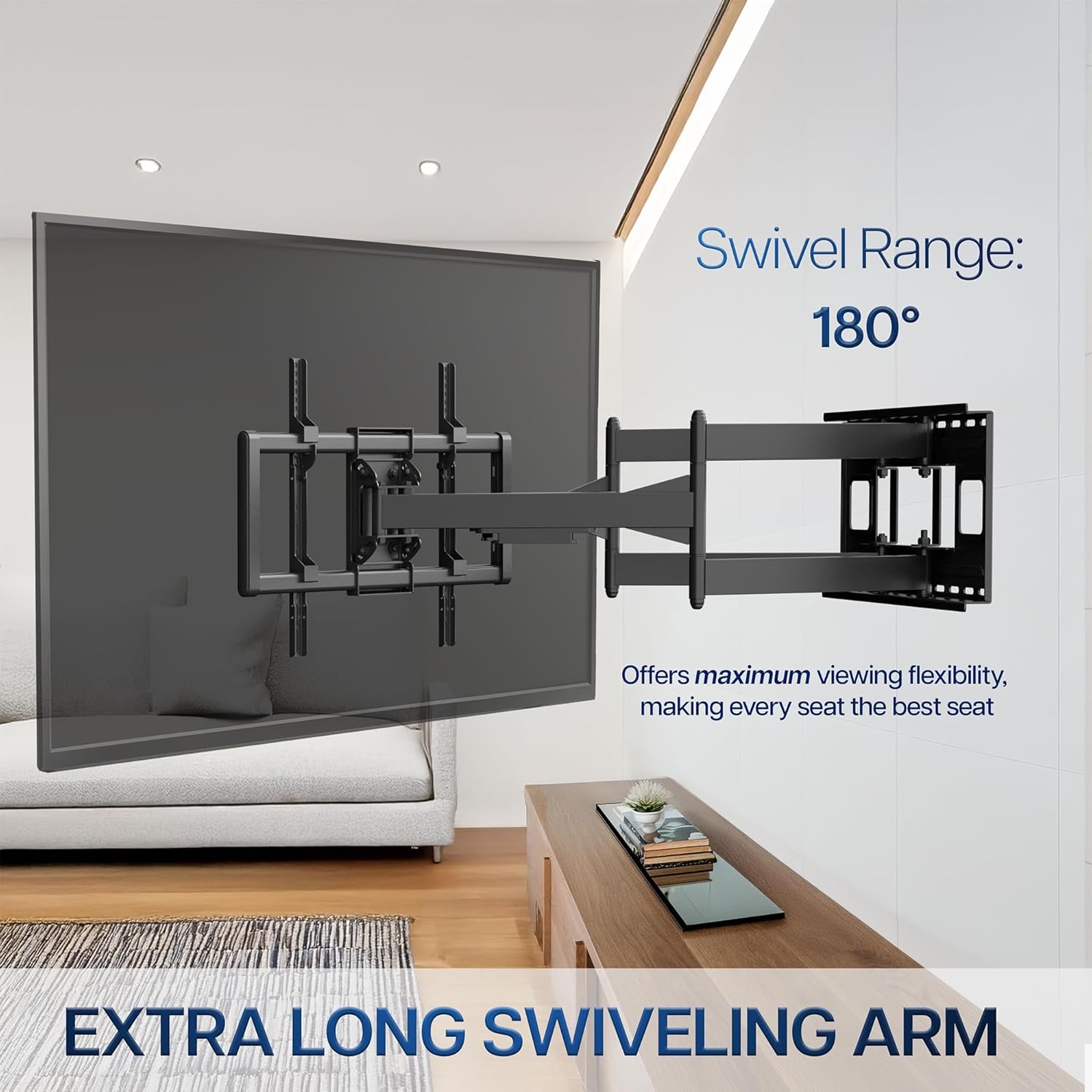 image:imageVIVO 60 to 120 inch Large Screen Heavy Duty TV Wall Mount for LCD LED Flat and Curved Screens Articulating Swivel Mount Max VESA 900x600mm Black MOUNTVW120M4385 screens