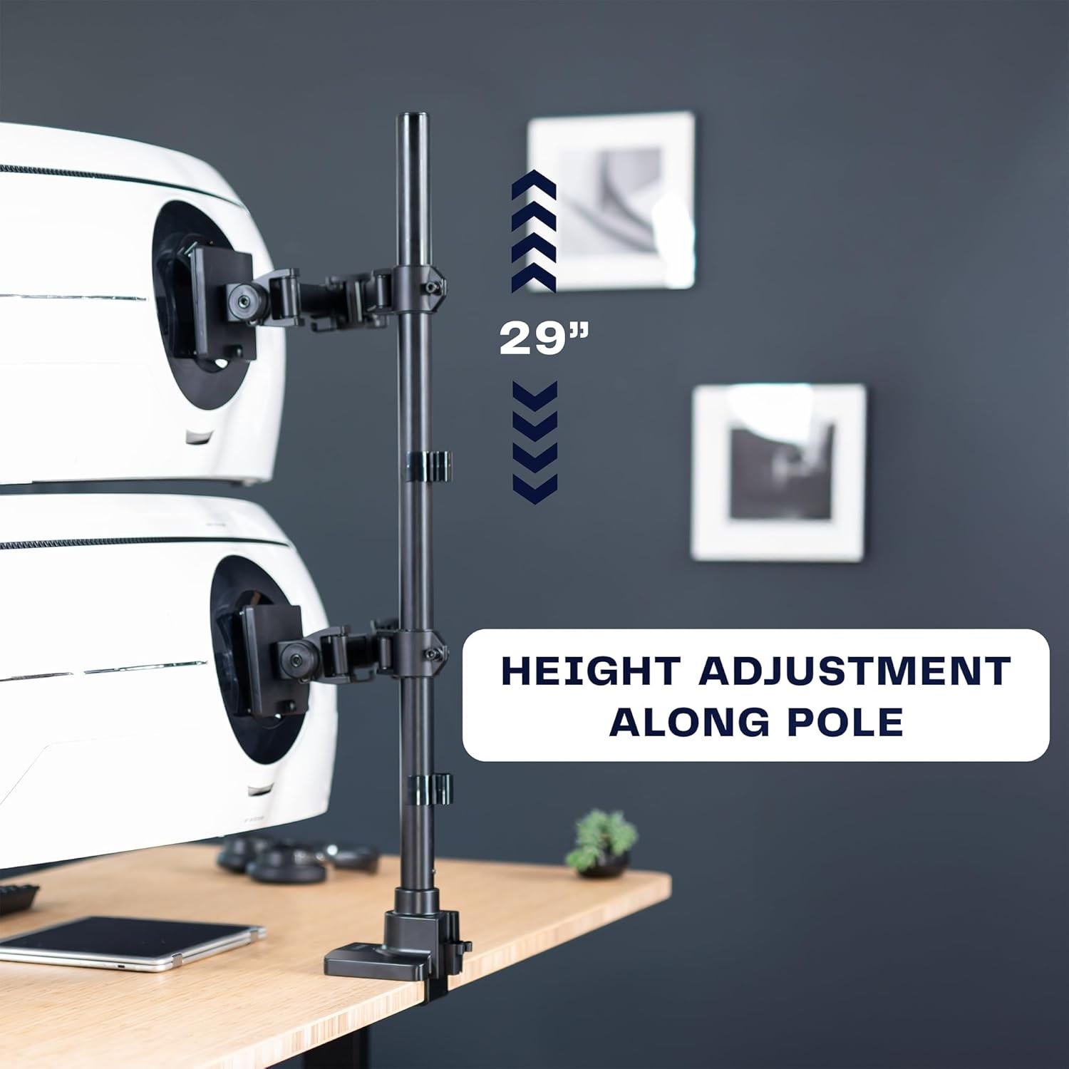 image:imageVIVO Dual Vertically Stacked Monitor Desk Mount Extra Tall Adjustable Stand for 2 Ultrawides up to 34 inches 22 lbs Capacity Black STANDV002TBlack