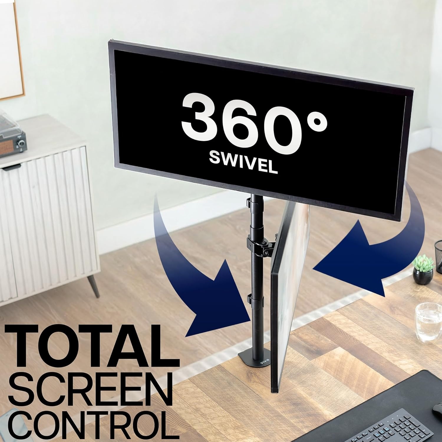 image:imageVIVO Dual Vertically Stacked Monitor Desk Mount Extra Tall Adjustable Stand for 2 Ultrawides up to 34 inches 22 lbs Capacity Black STANDV002TBlack
