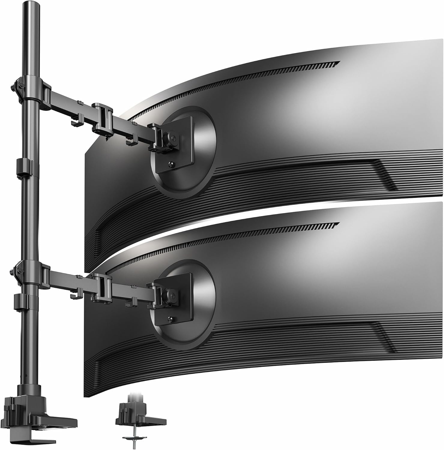 image:imageVIVO Dual Vertically Stacked Monitor Desk Mount Extra Tall Adjustable Stand for 2 Ultrawides up to 34 inches 22 lbs Capacity Black STANDV002TBlack