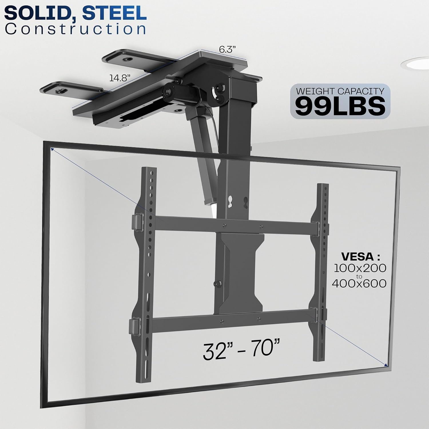image:imageVIVO Electric Ceiling TV Mount for 23 to 55 inch Screens Flip Down Motorized Pitched Roof VESA Mount MOUNTEFD55Black