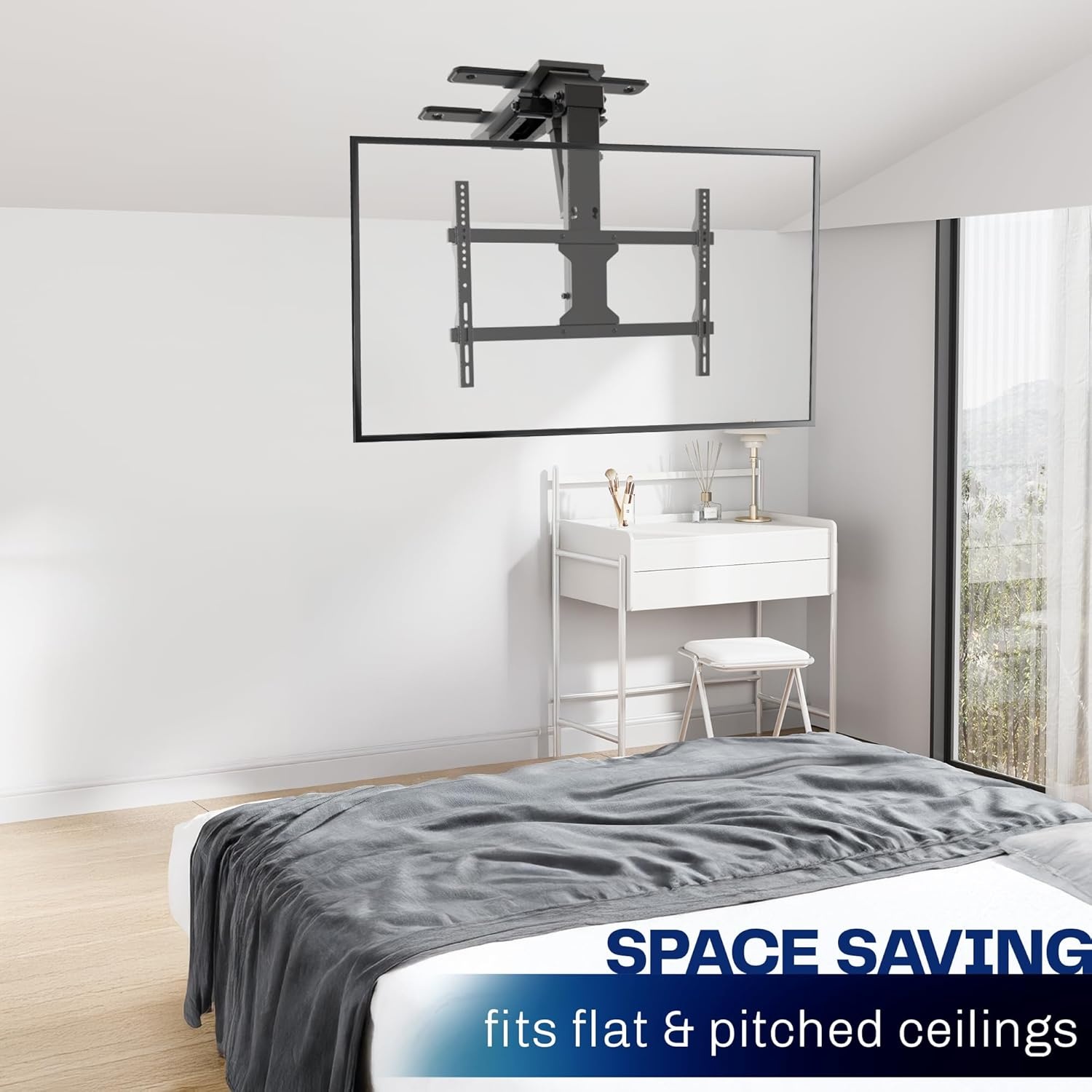 image:imageVIVO Electric Ceiling TV Mount for 23 to 55 inch Screens Flip Down Motorized Pitched Roof VESA Mount MOUNTEFD55Black