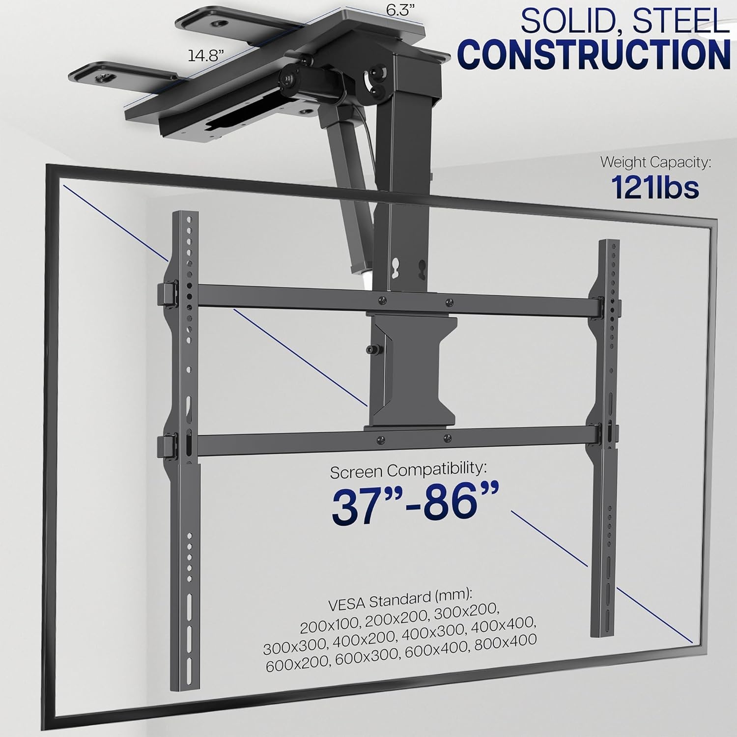 image:imageVIVO Electric Ceiling TV Mount for 23 to 55 inch Screens Flip Down Motorized Pitched Roof VESA Mount MOUNTEFD55Black