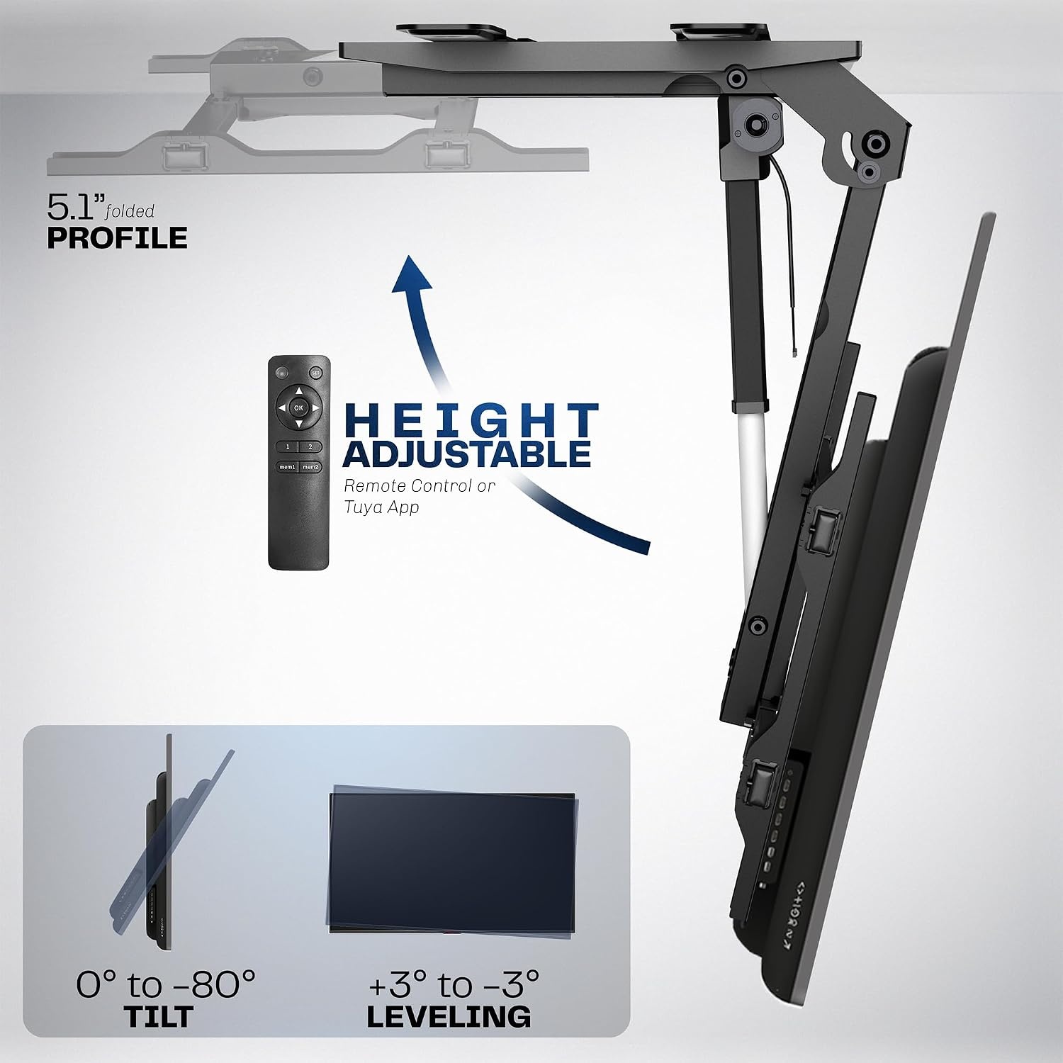 image:imageVIVO Electric Ceiling TV Mount for 23 to 55 inch Screens Flip Down Motorized Pitched Roof VESA Mount MOUNTEFD55Black