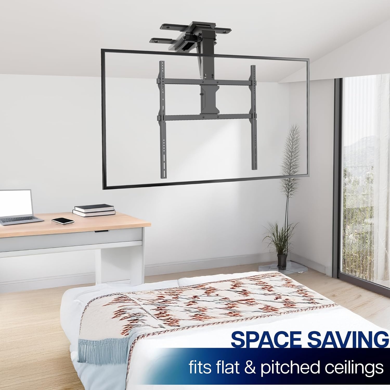 image:imageVIVO Electric Ceiling TV Mount for 23 to 55 inch Screens Flip Down Motorized Pitched Roof VESA Mount MOUNTEFD55Black
