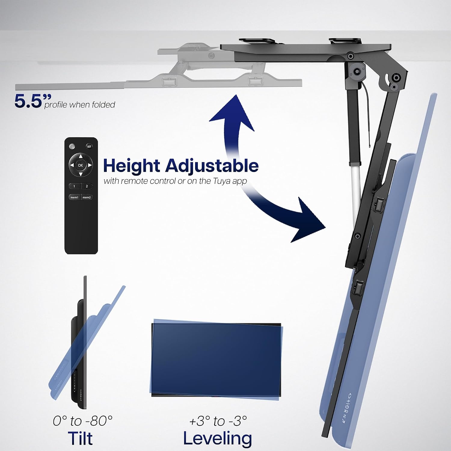 image:imageVIVO Electric Ceiling TV Mount for 23 to 55 inch Screens Flip Down Motorized Pitched Roof VESA Mount MOUNTEFD55Black