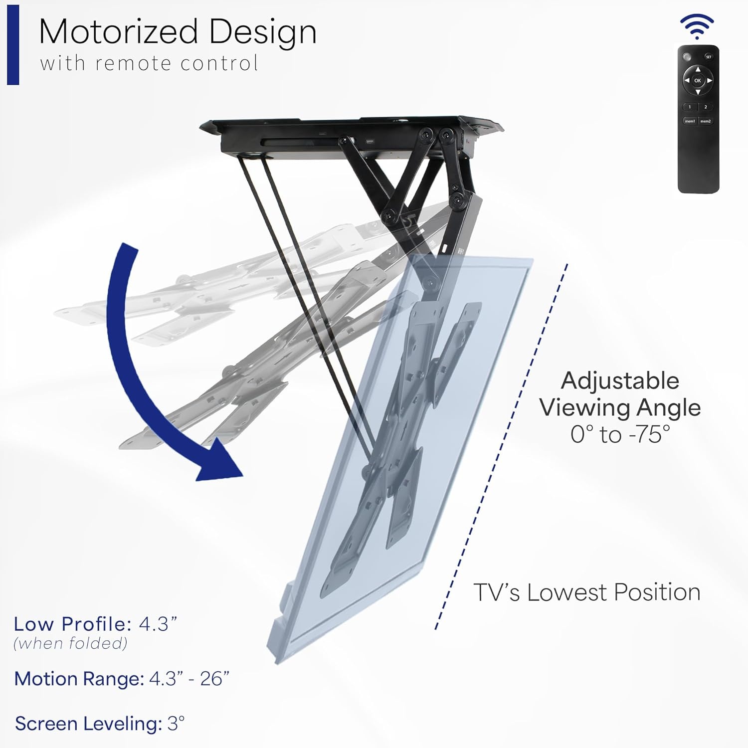 image:imageVIVO Electric Ceiling TV Mount for 23 to 55 inch Screens Flip Down Motorized Pitched Roof VESA Mount MOUNTEFD55Black